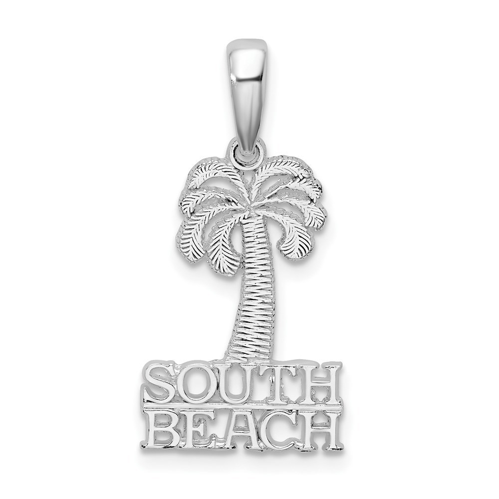 Sterling Silver Small Travel Theme South Beach Palm Tree Necklace Charm Pendant